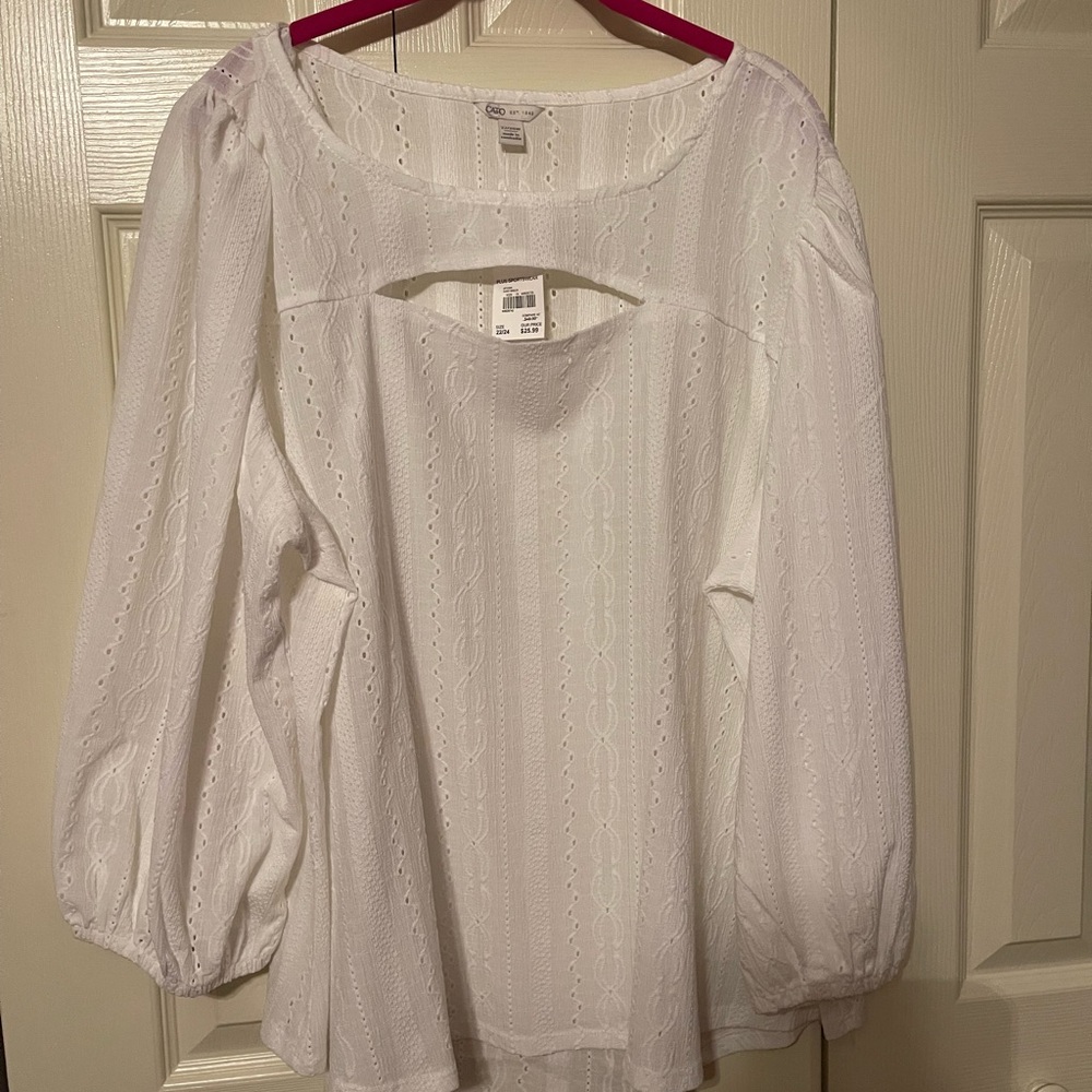 Cato Cream 3/4 Sleeve Relaxed Blouse